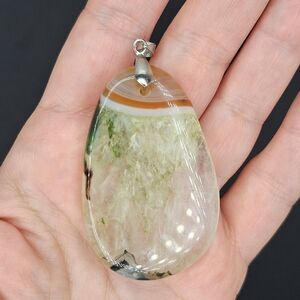 Teardrop Mossy Agate Pendant